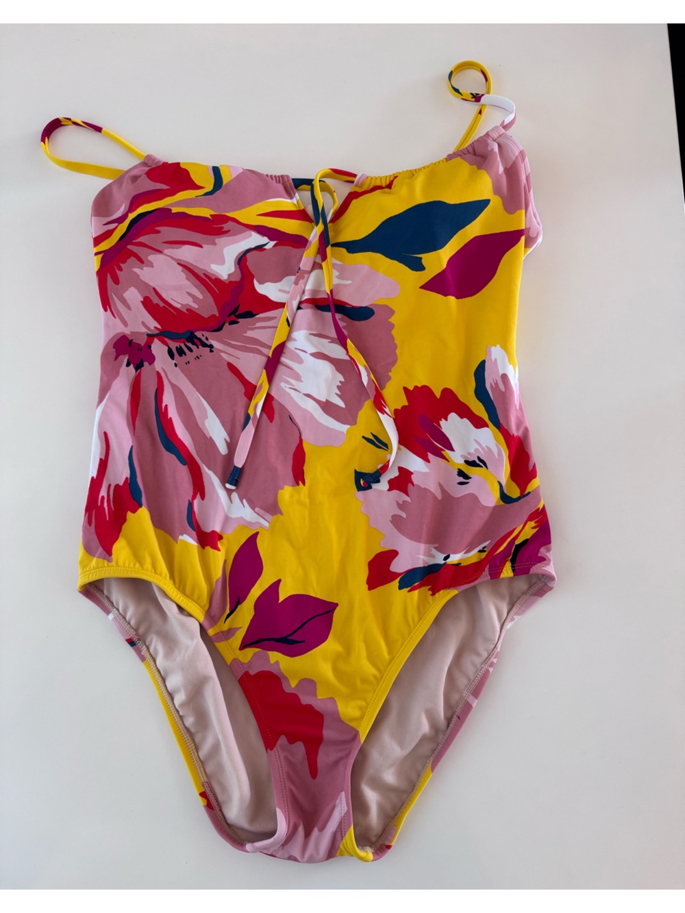 Kona Sol Yellow Pink Floral One-Piece Swimsuit